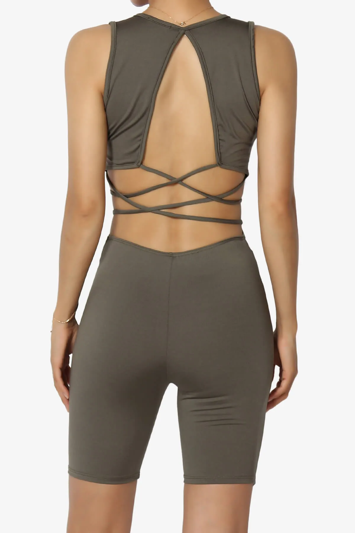 Rally Open Back Zip Front Romper
