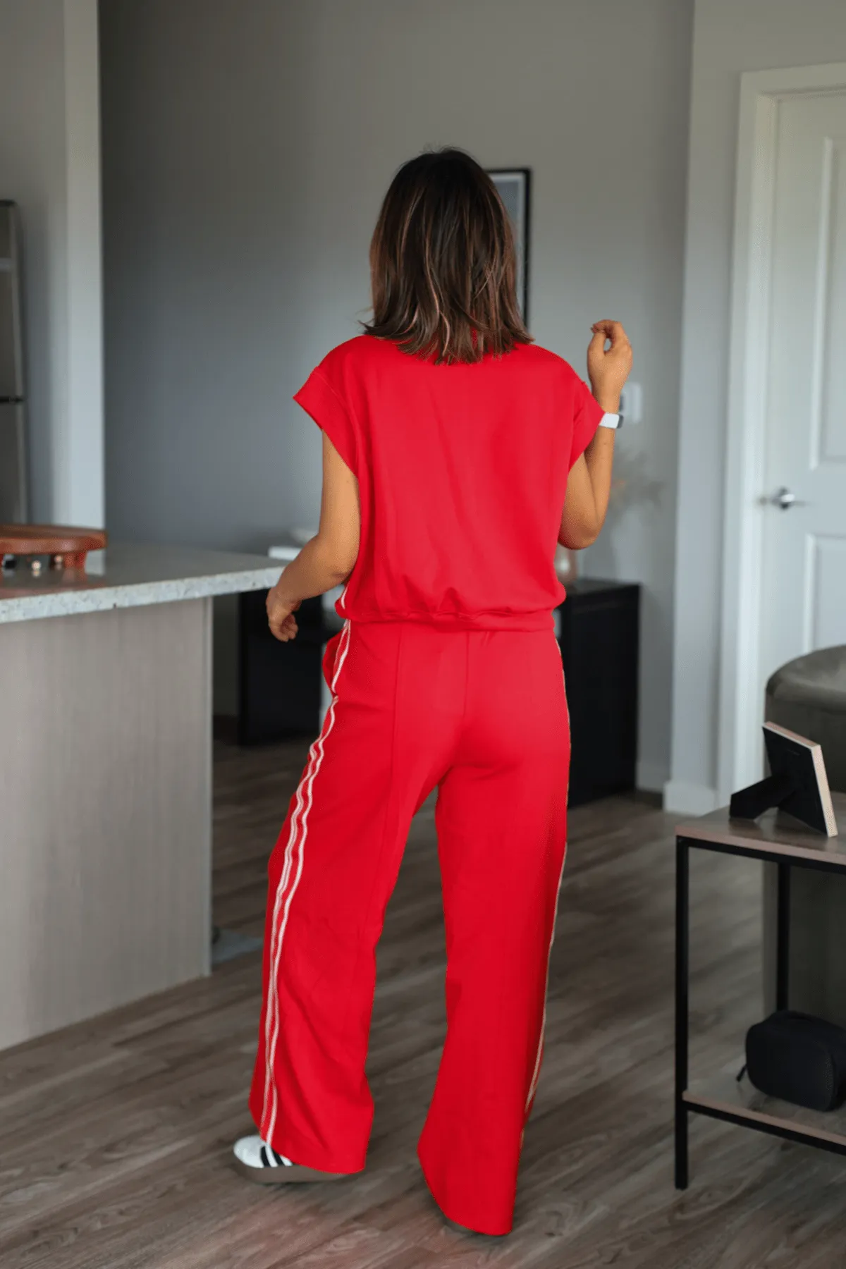 Red Contrast Athletic Pants - FINAL SALE