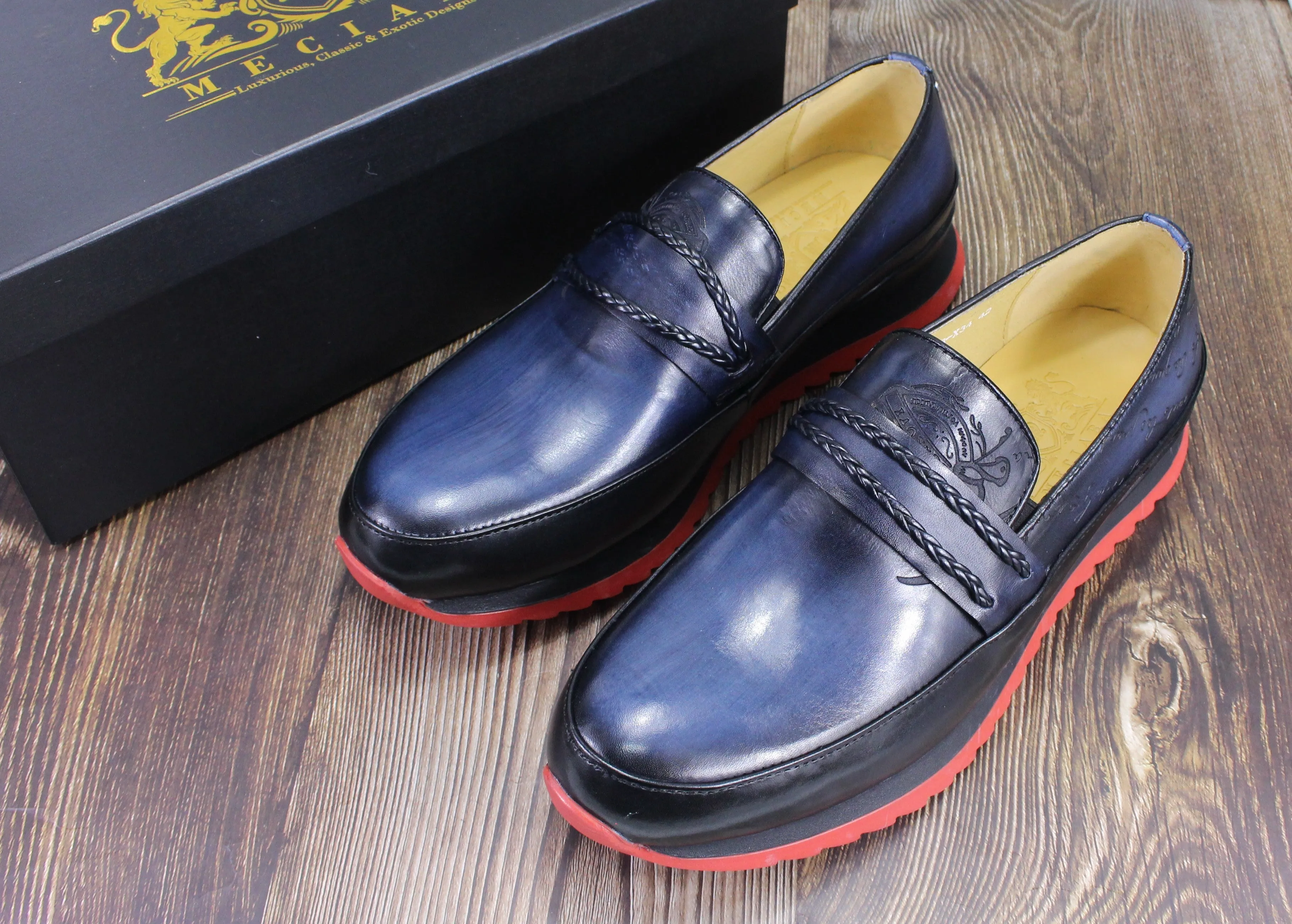 Reynolds Embossed Genuine Leather Casual Sneakers