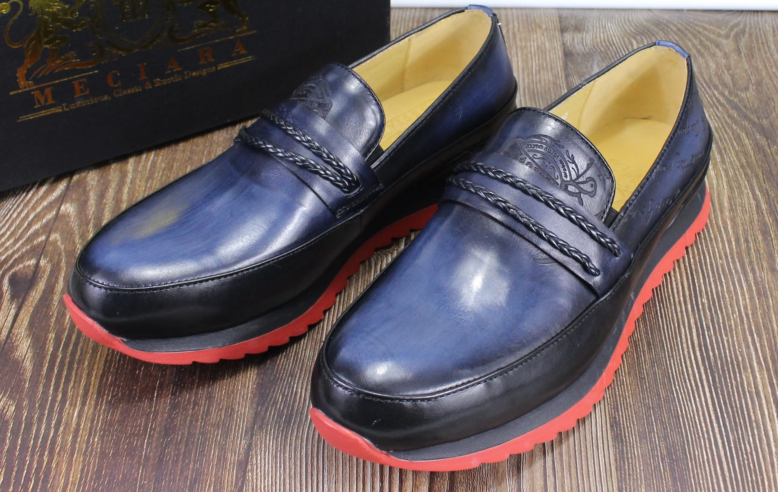 Reynolds Embossed Genuine Leather Casual Sneakers