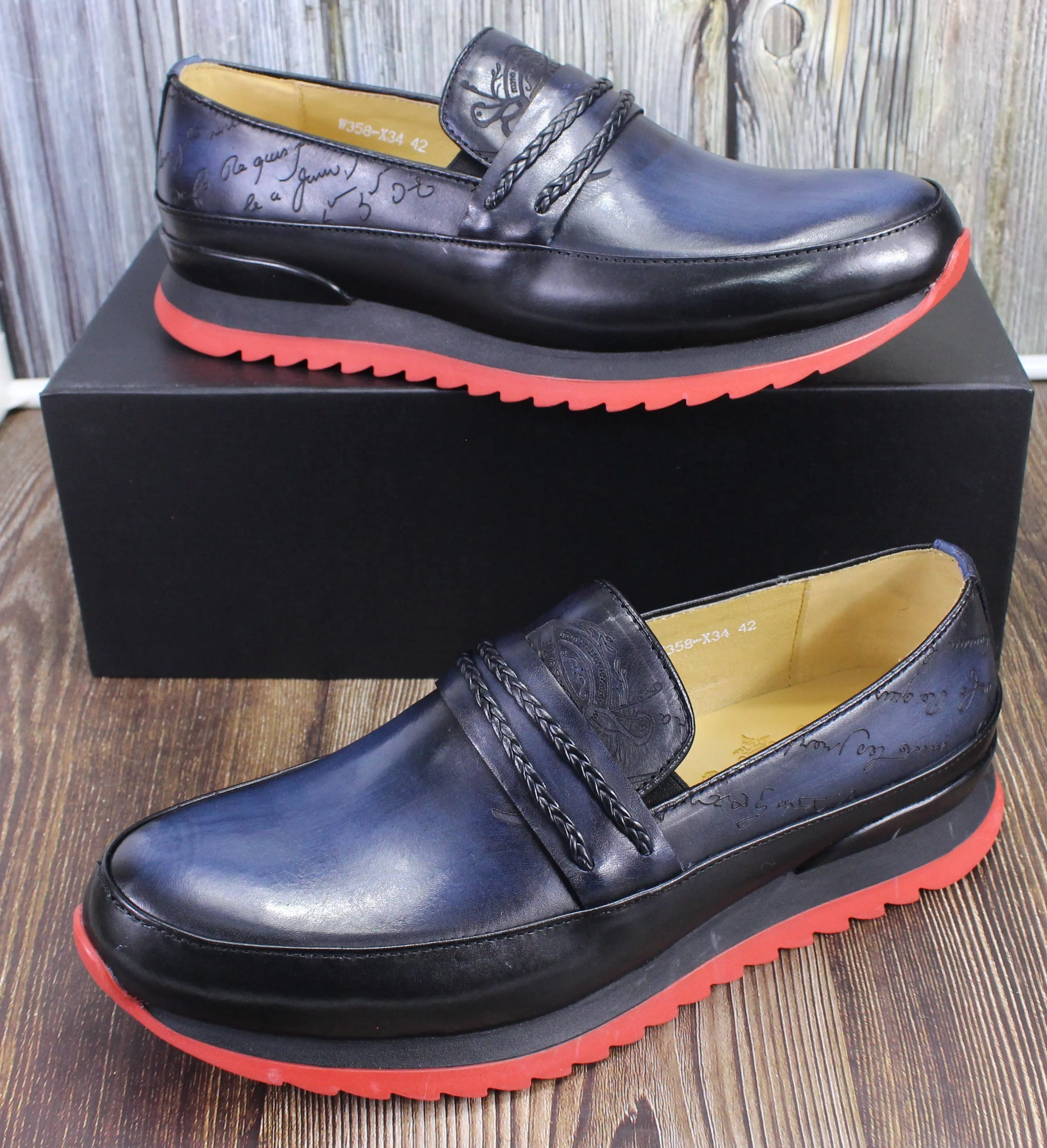 Reynolds Embossed Genuine Leather Casual Sneakers