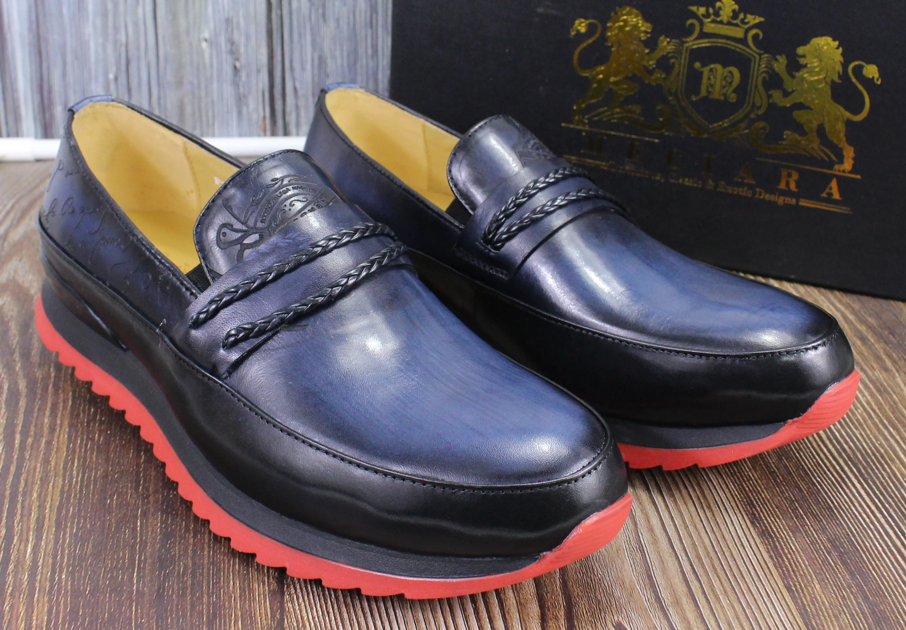 Reynolds Embossed Genuine Leather Casual Sneakers