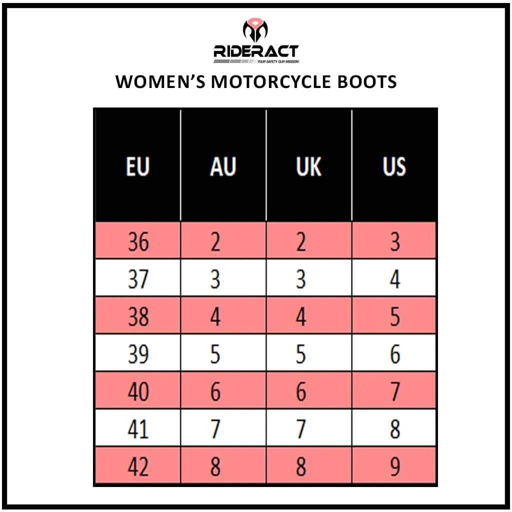 RIDERACT® Women’s Motorbike Boots Fashion Riding Lady Shoes Rock Black