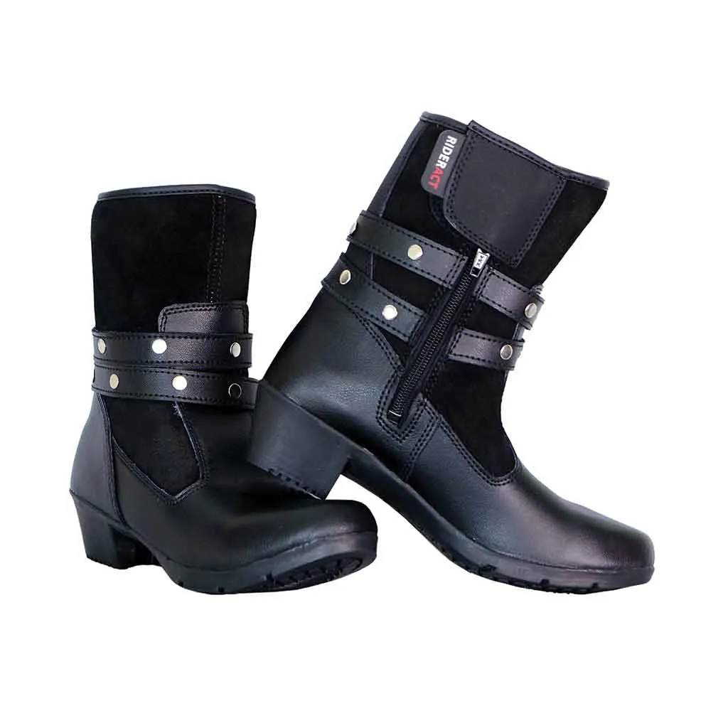 RIDERACT® Women’s Motorbike Boots Fashion Riding Lady Shoes Rock Black