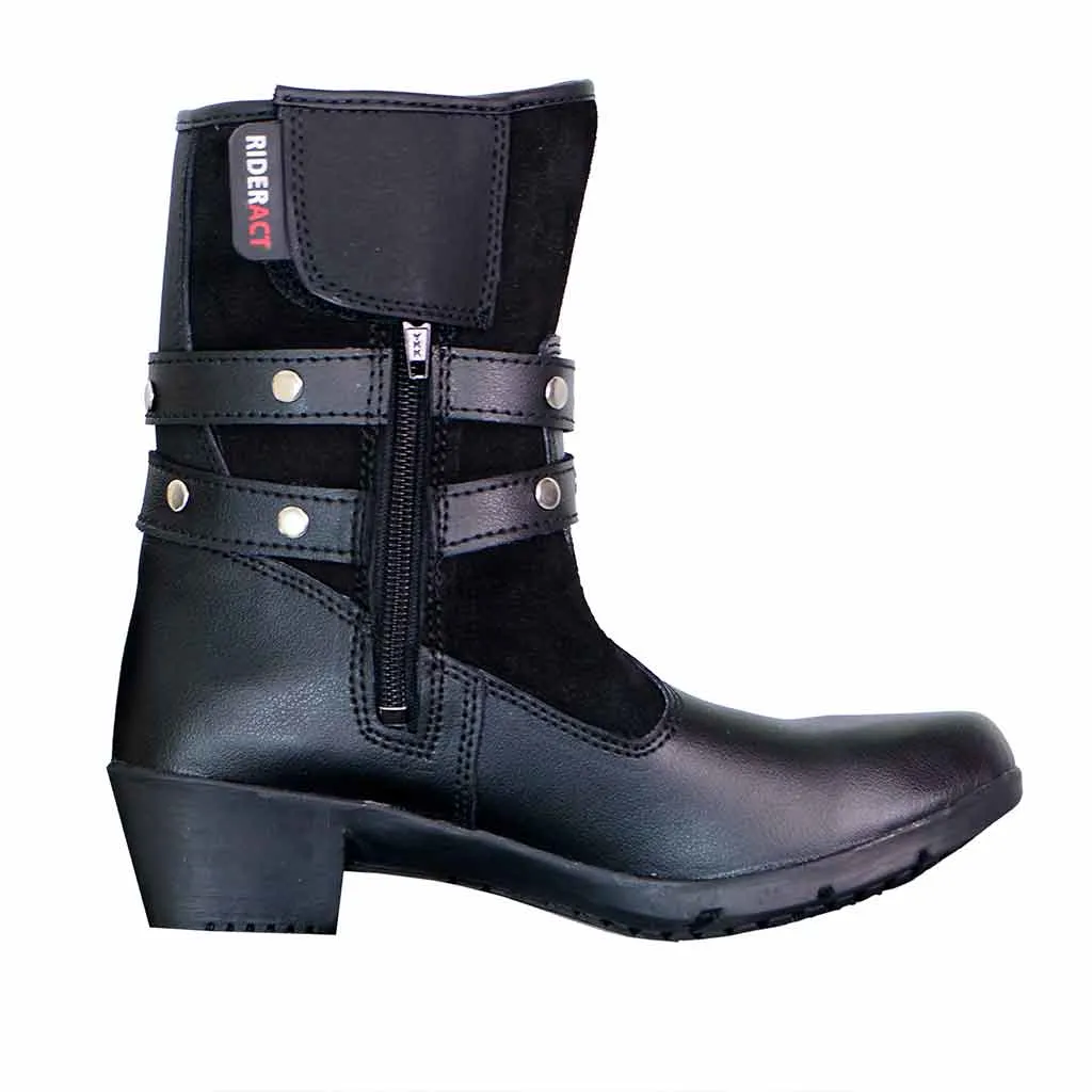 RIDERACT® Women’s Motorbike Boots Fashion Riding Lady Shoes Rock Black