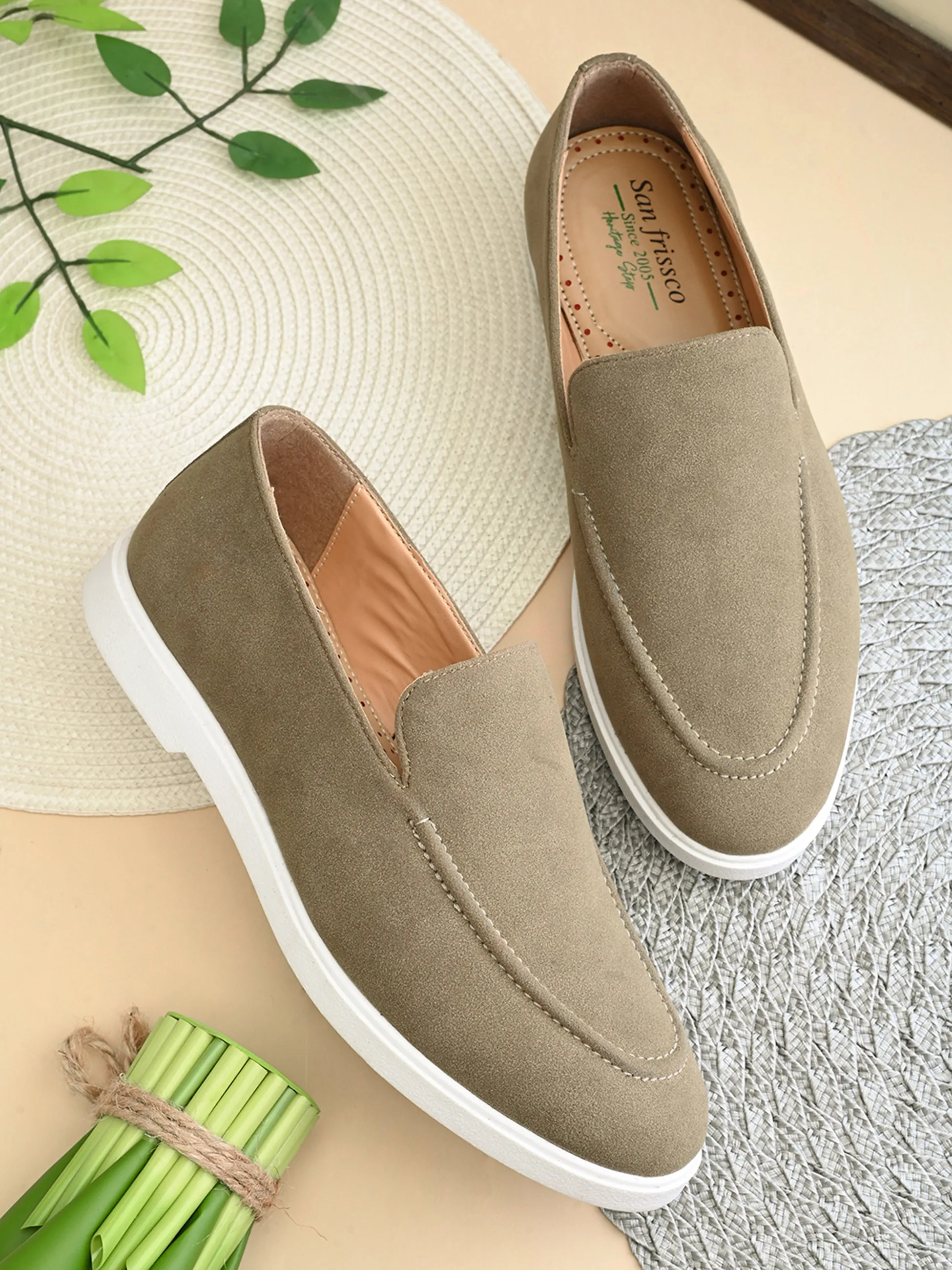 SAN FRISSCO Men Olive Casual Slip-On Shoes