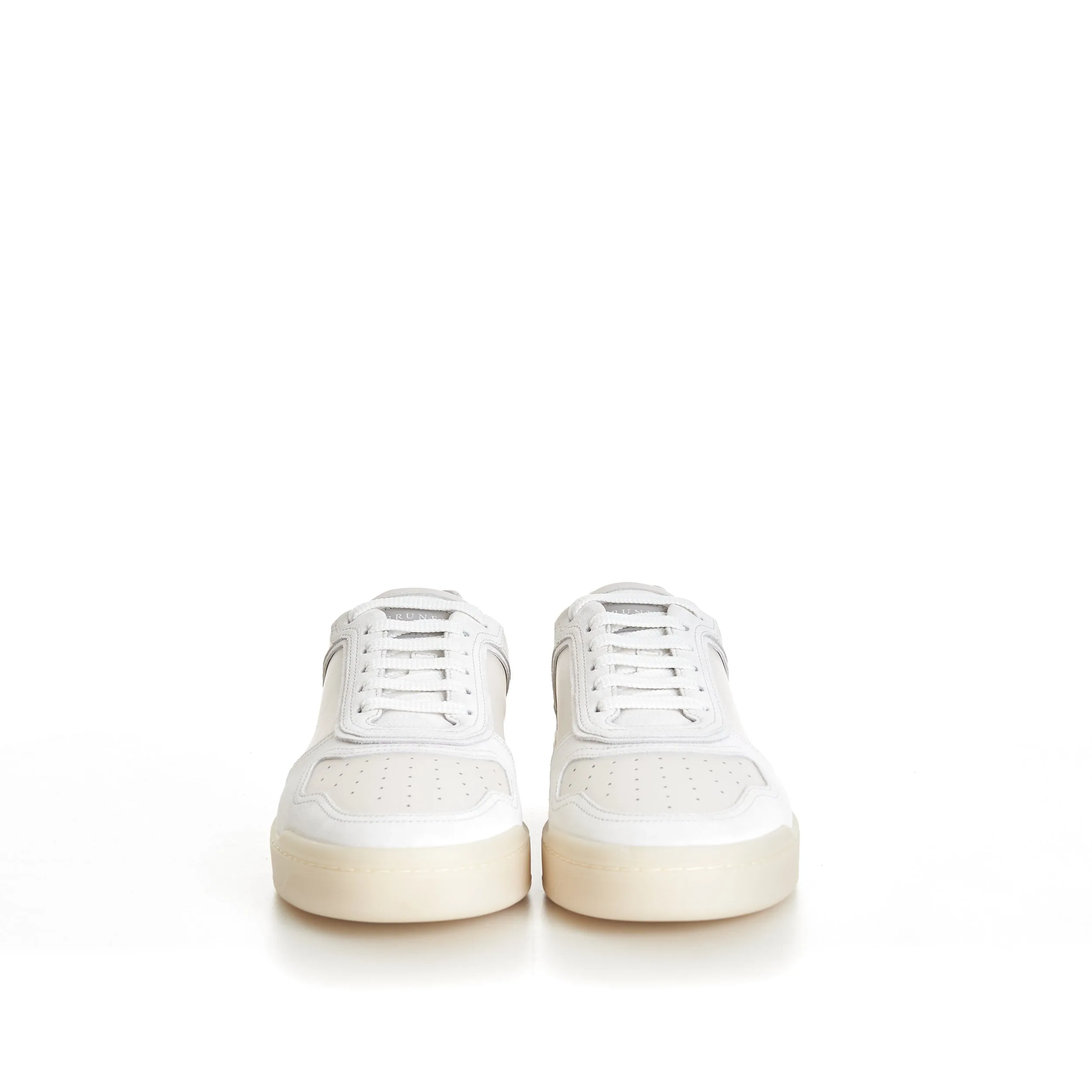 Semi-Polished Calfskin And Washed Suede Basket Sneakers