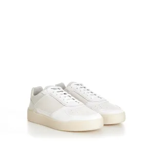 Semi-Polished Calfskin And Washed Suede Basket Sneakers