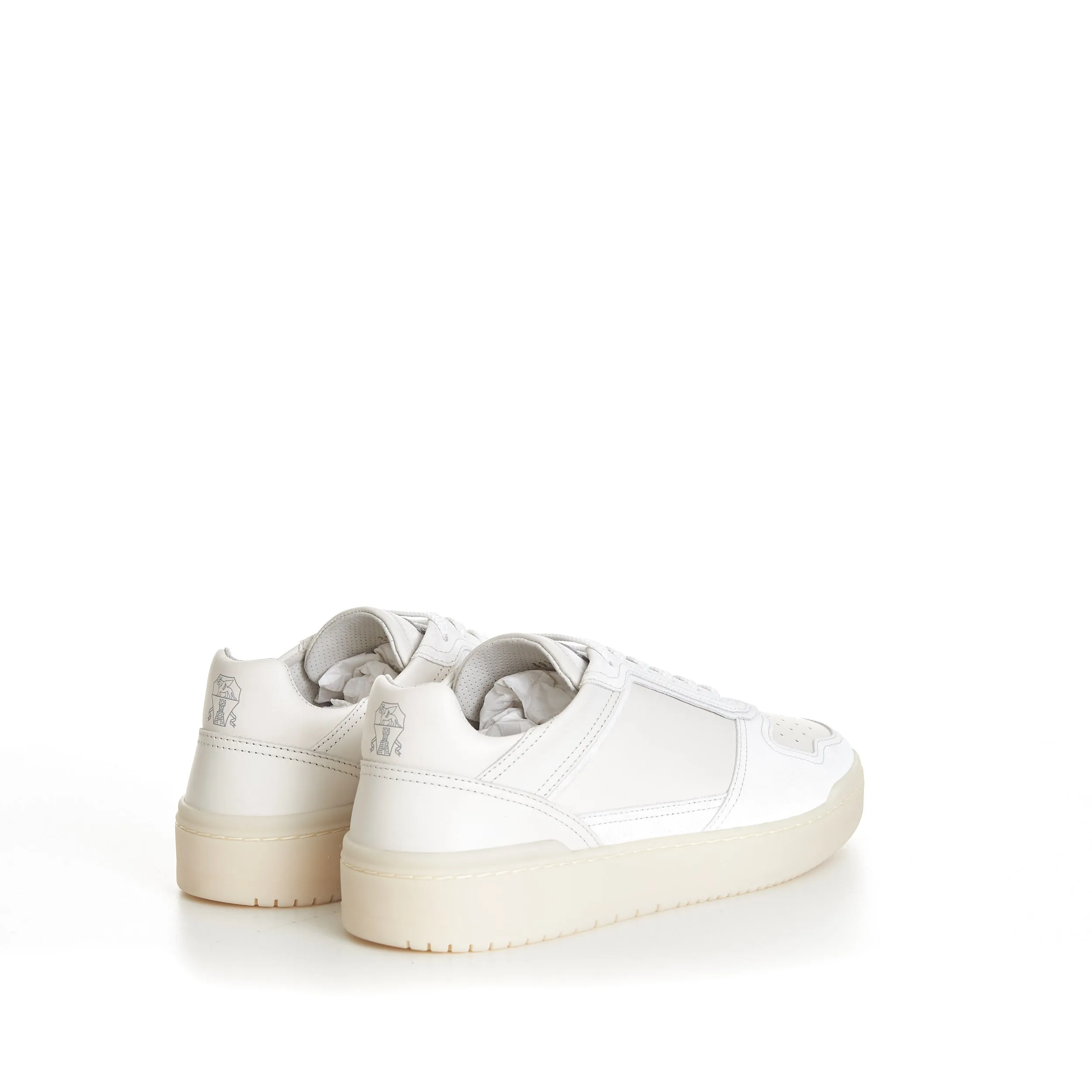 Semi-Polished Calfskin And Washed Suede Basket Sneakers