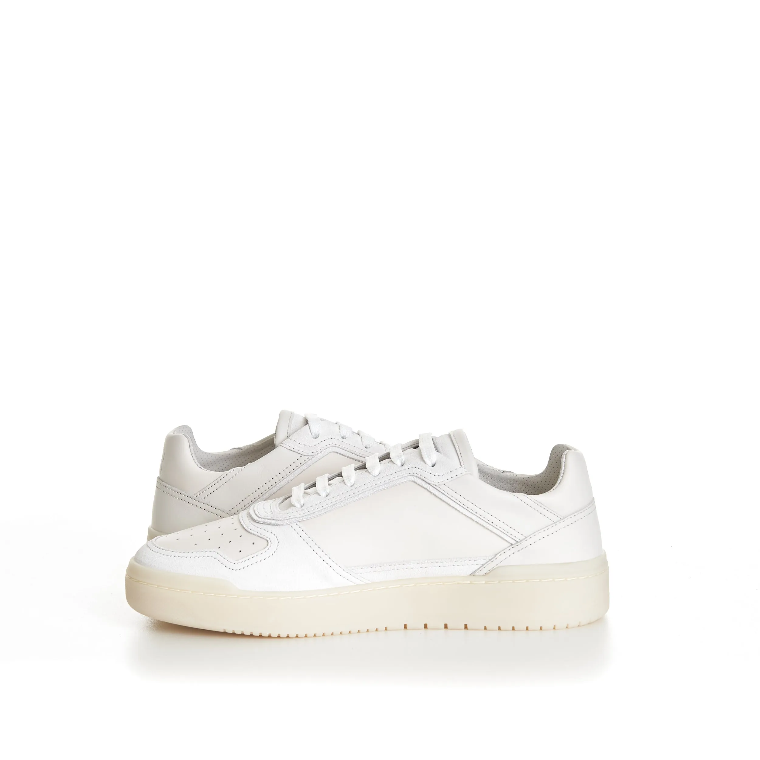 Semi-Polished Calfskin And Washed Suede Basket Sneakers