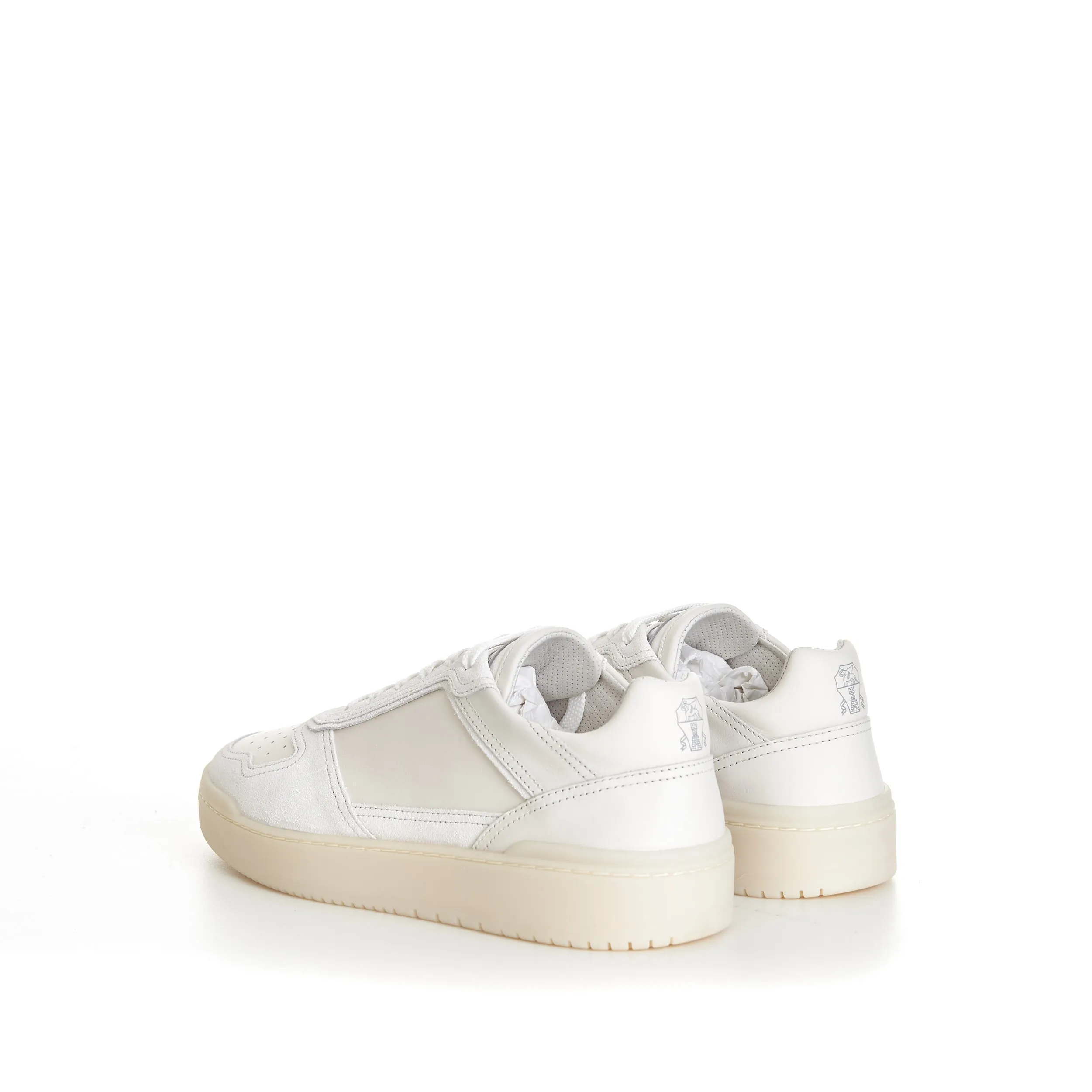 Semi-Polished Calfskin And Washed Suede Basket Sneakers
