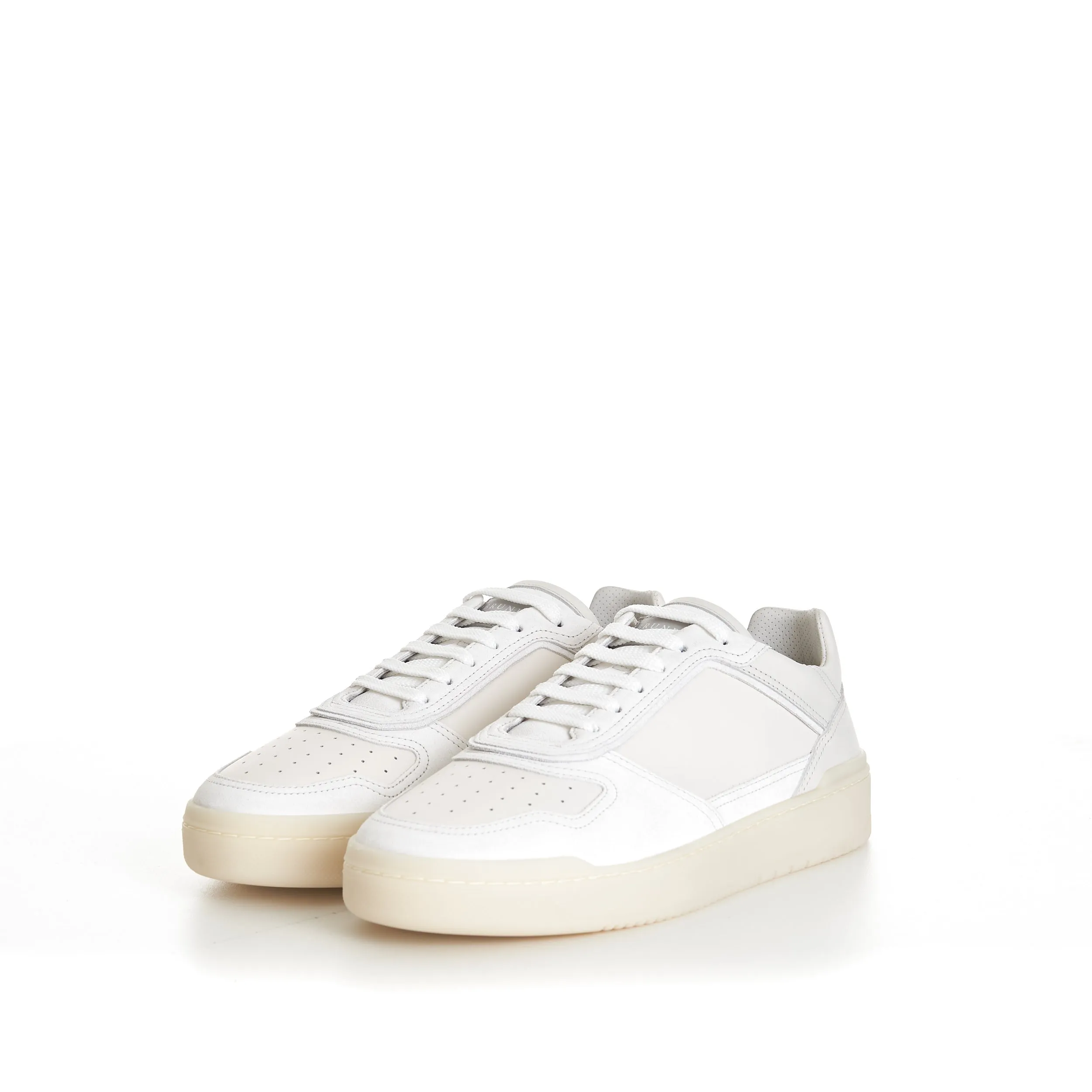 Semi-Polished Calfskin And Washed Suede Basket Sneakers