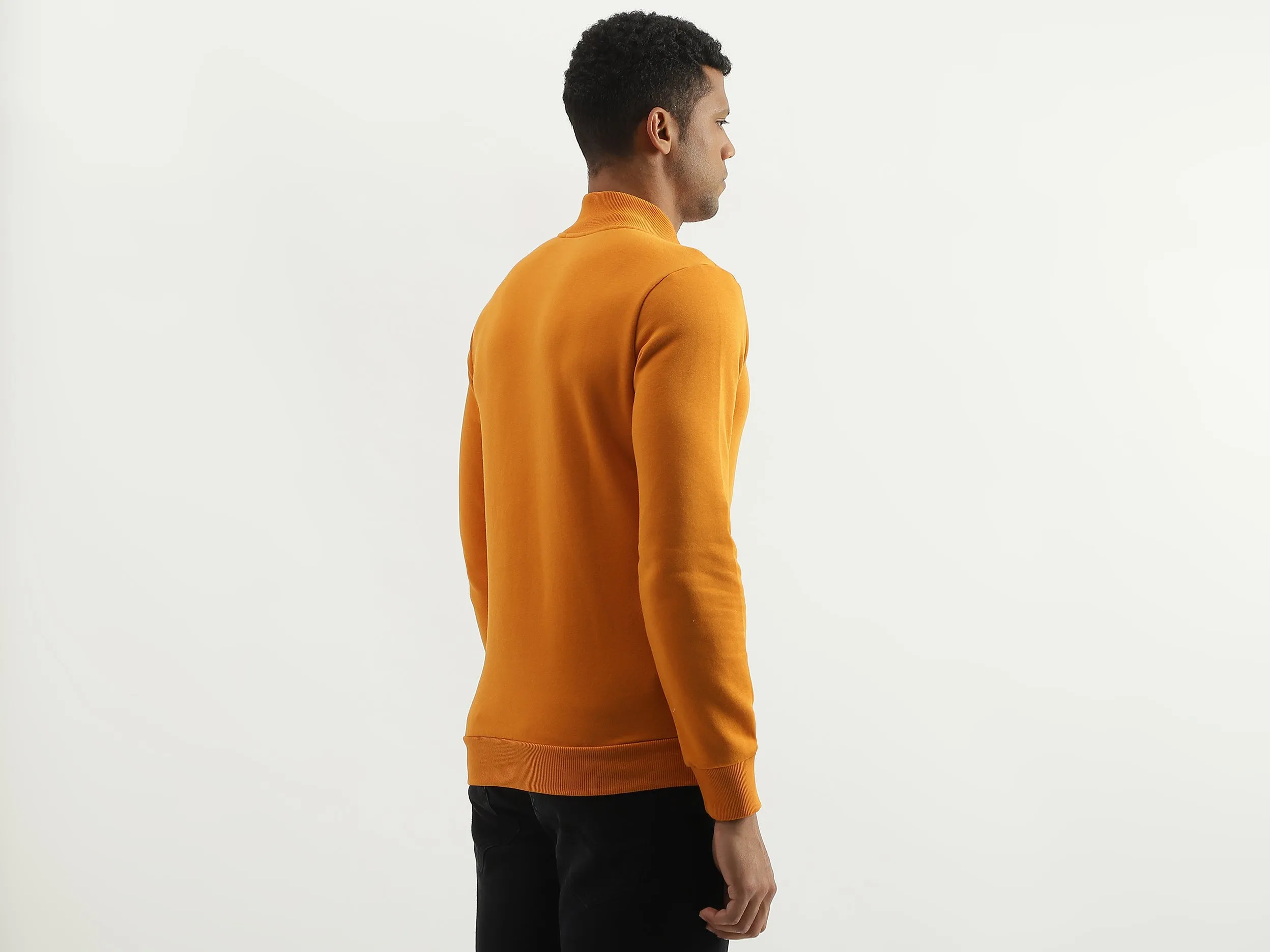 Slim Fit Mock Neck Solid Sweatshirt