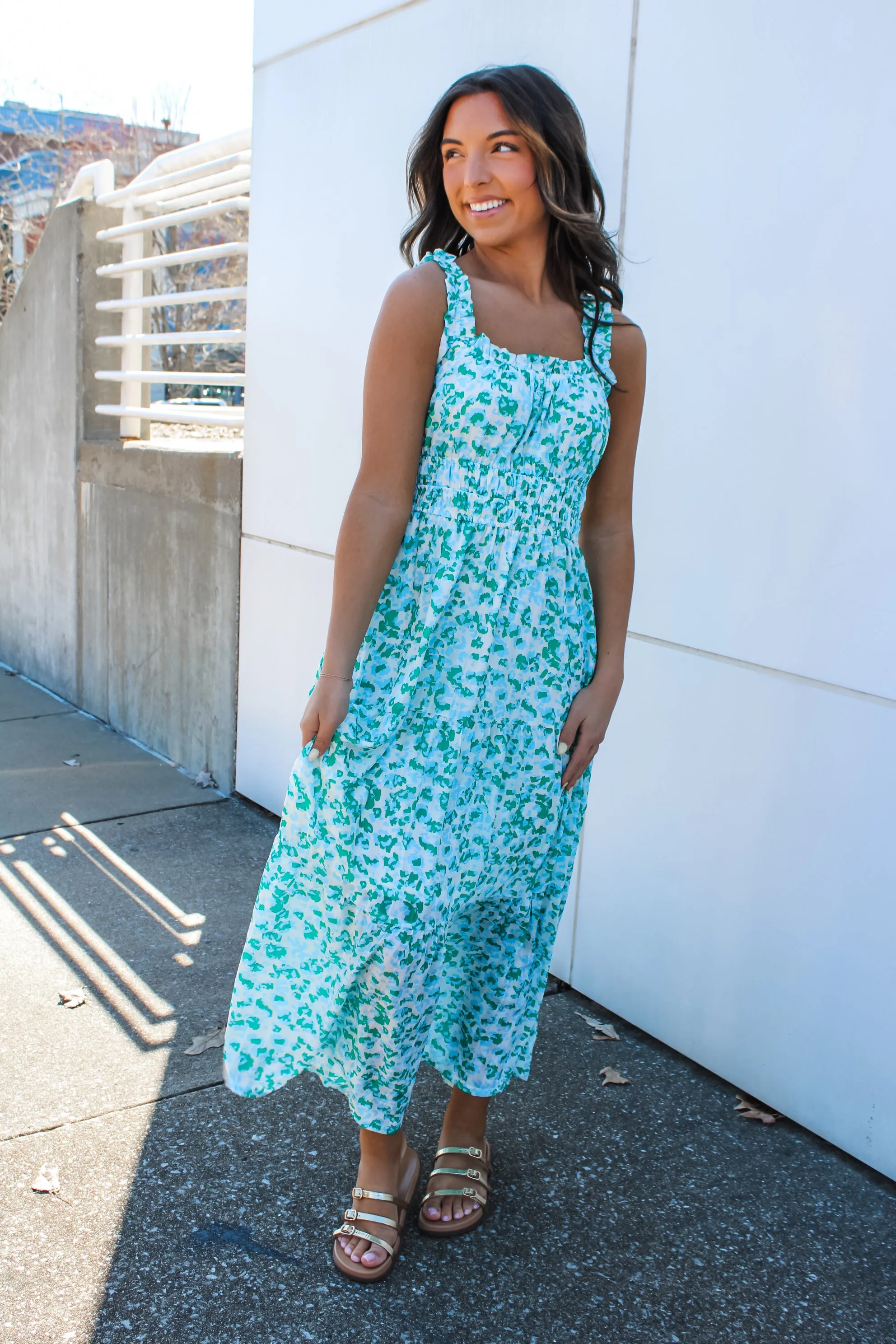 Spring Wishes Pocket Dress • Blue/Green