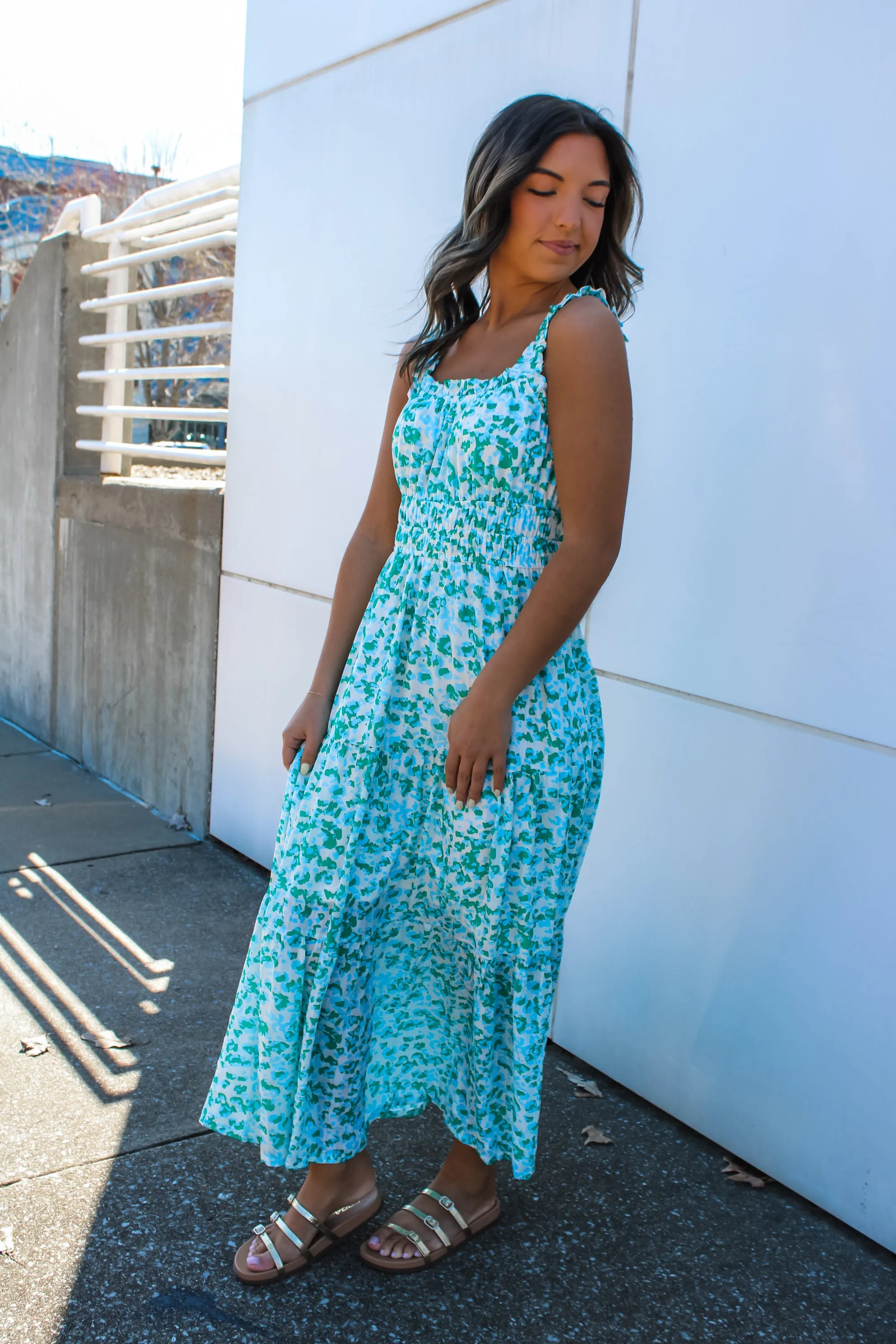 Spring Wishes Pocket Dress • Blue/Green