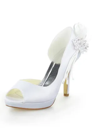 Stiletto Heels Bridal Shoes With Bowknot