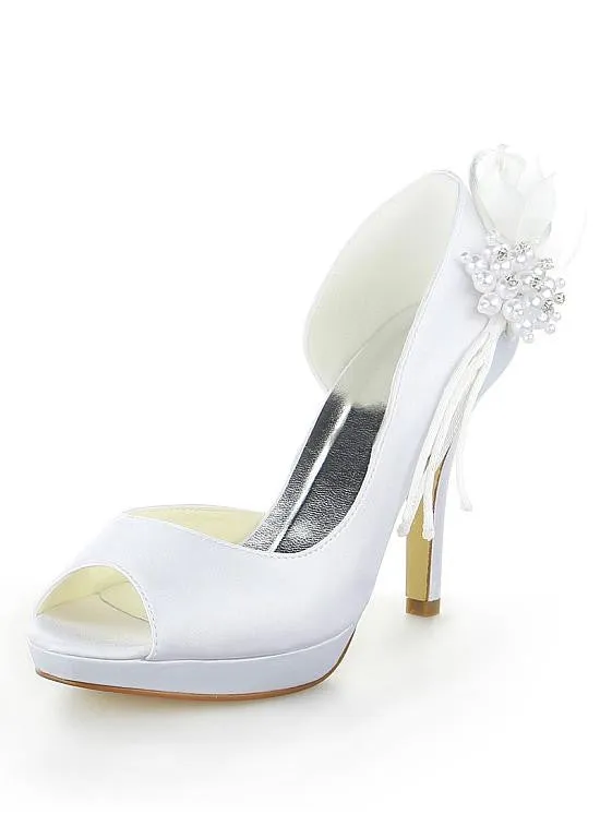 Stiletto Heels Bridal Shoes With Bowknot