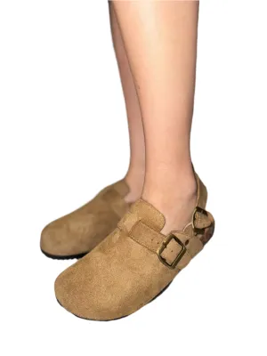 SUEDE SLIDE WITH ADJUSTABLE BUCKLES MATCHA-20