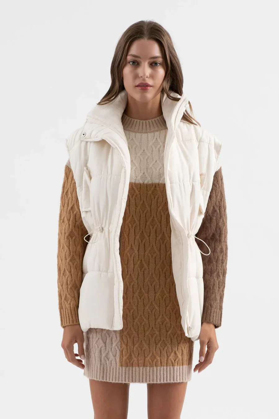 The Addy Oversized Drawstring Puffer Vest