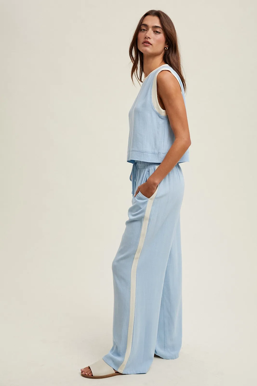 The Hailee Contrast Trim Tank   Pants Set