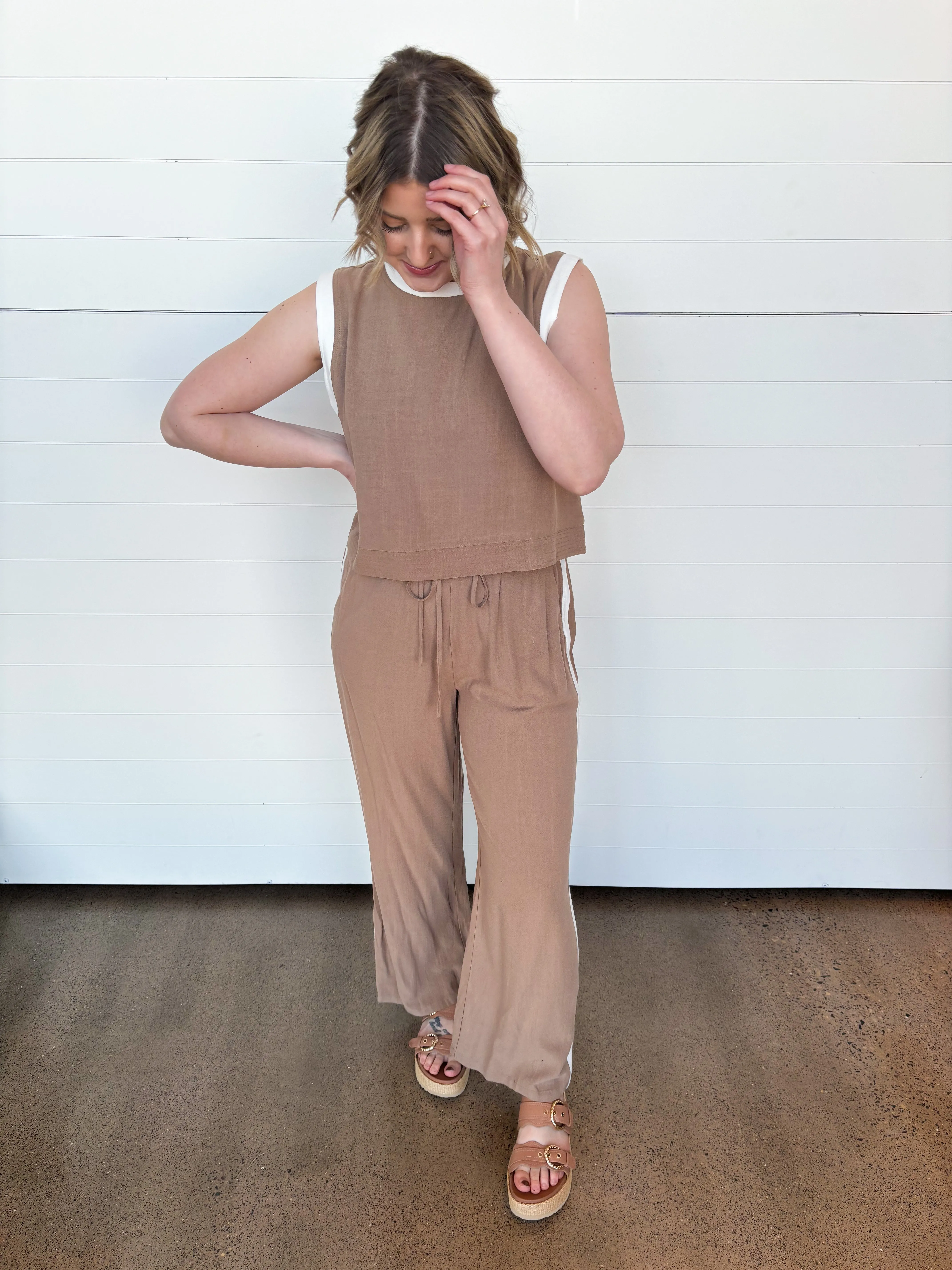 The Hailee Contrast Trim Tank   Pants Set