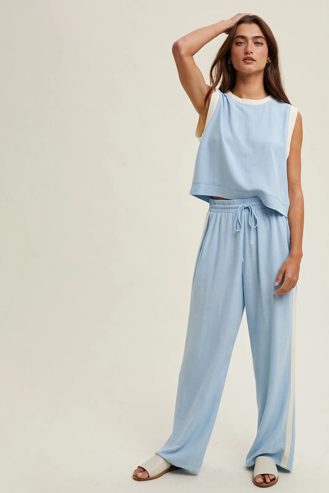 The Hailee Contrast Trim Tank   Pants Set