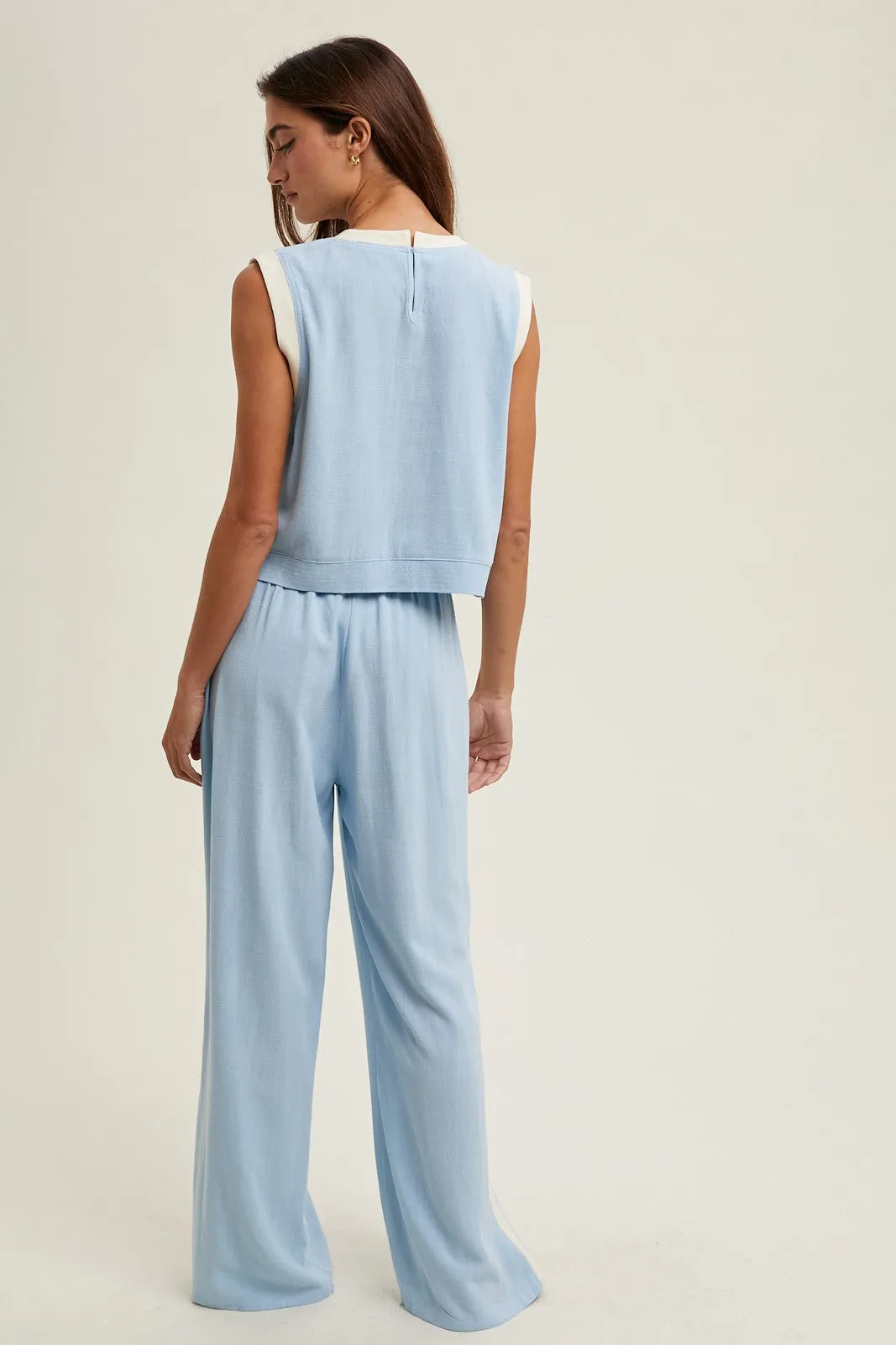 The Hailee Contrast Trim Tank   Pants Set