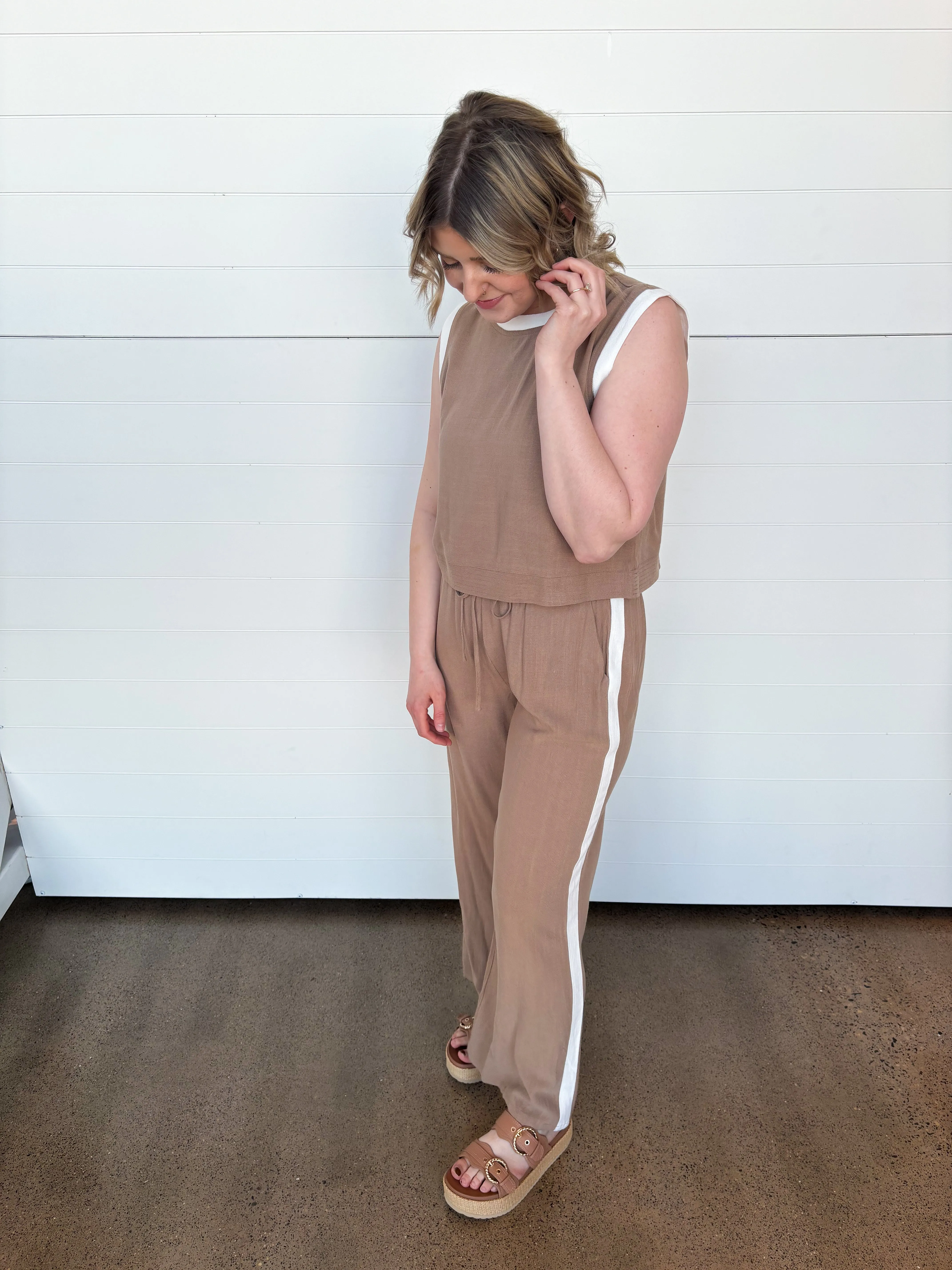 The Hailee Contrast Trim Tank   Pants Set