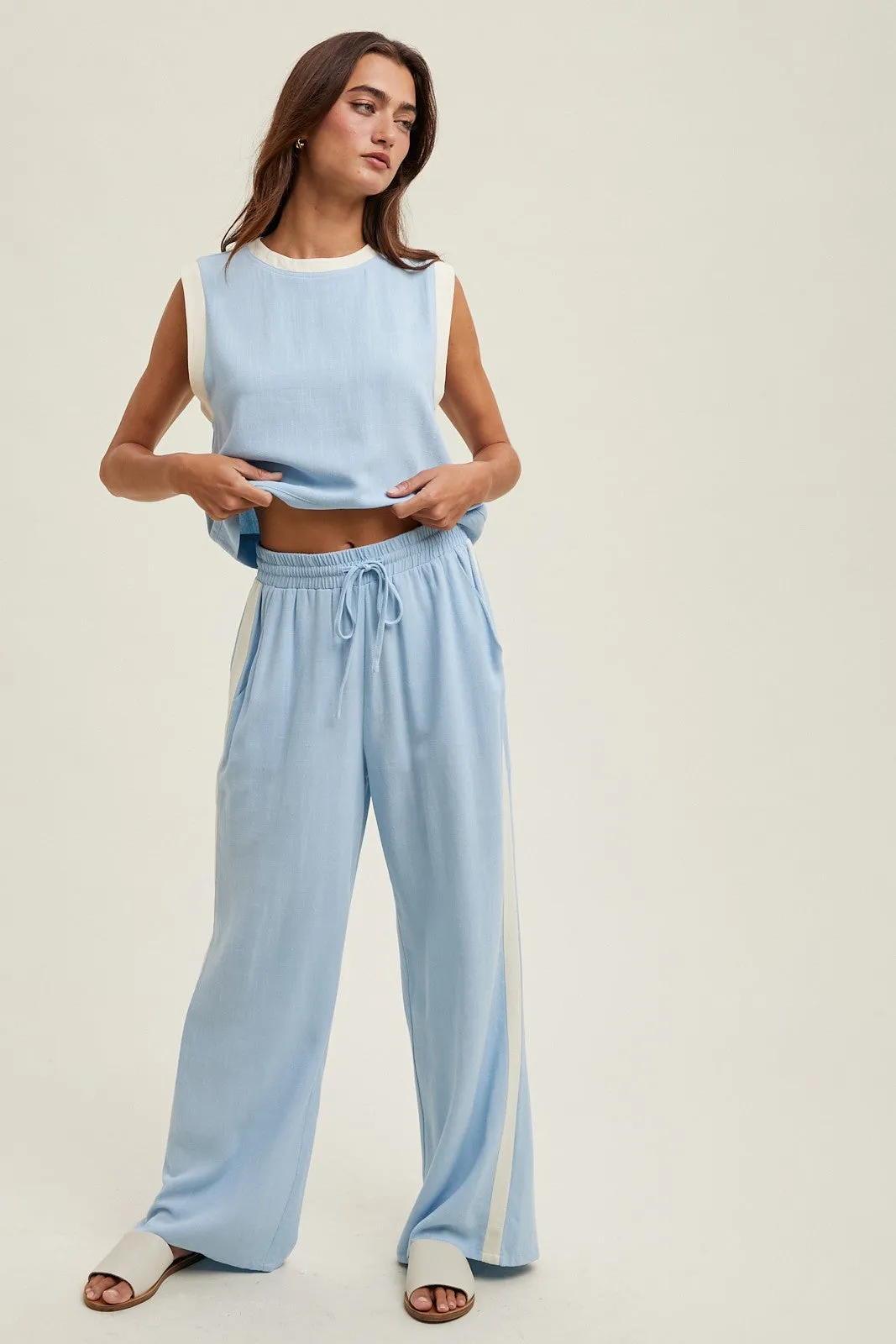 The Hailee Contrast Trim Tank   Pants Set