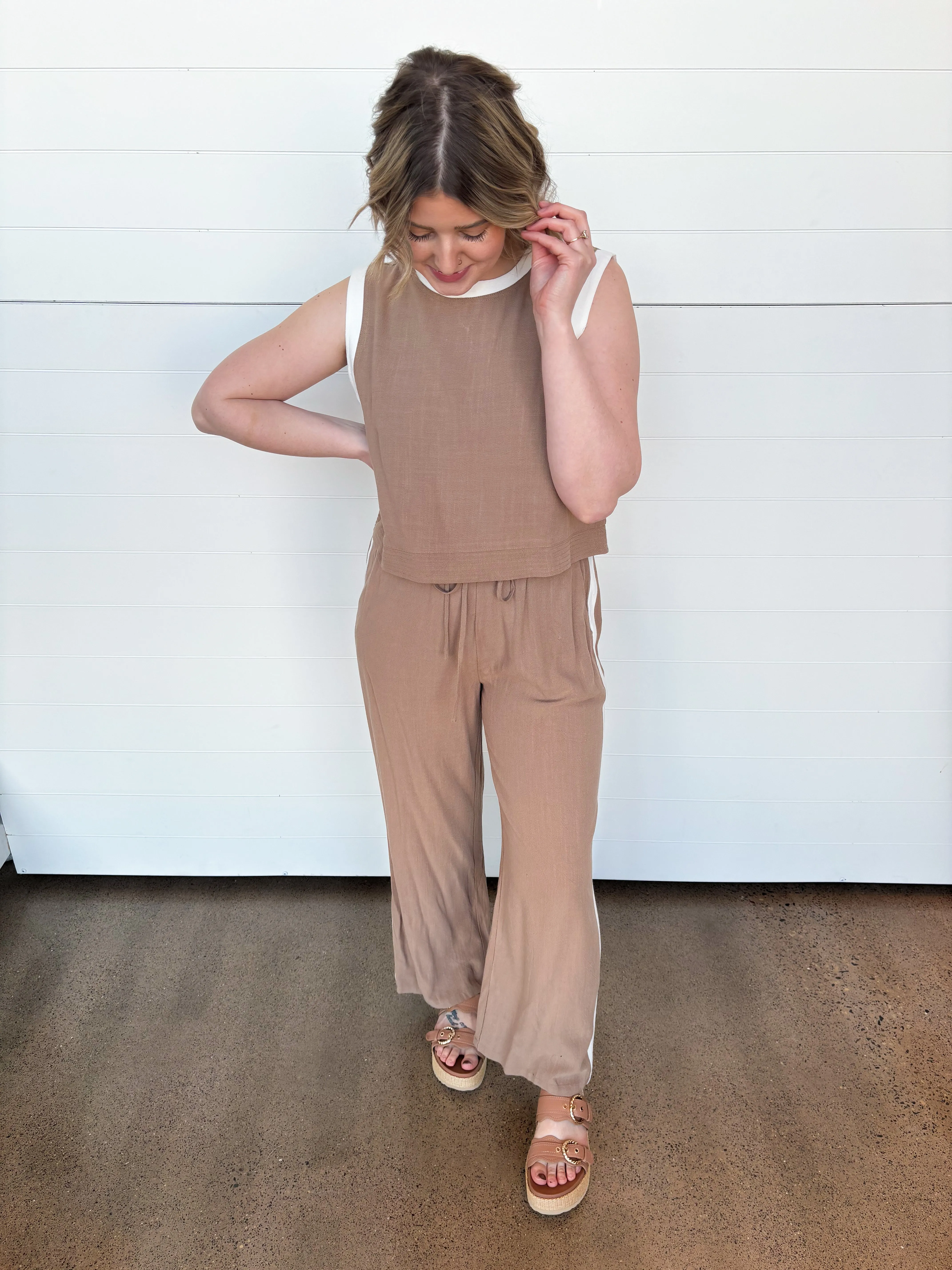 The Hailee Contrast Trim Tank   Pants Set