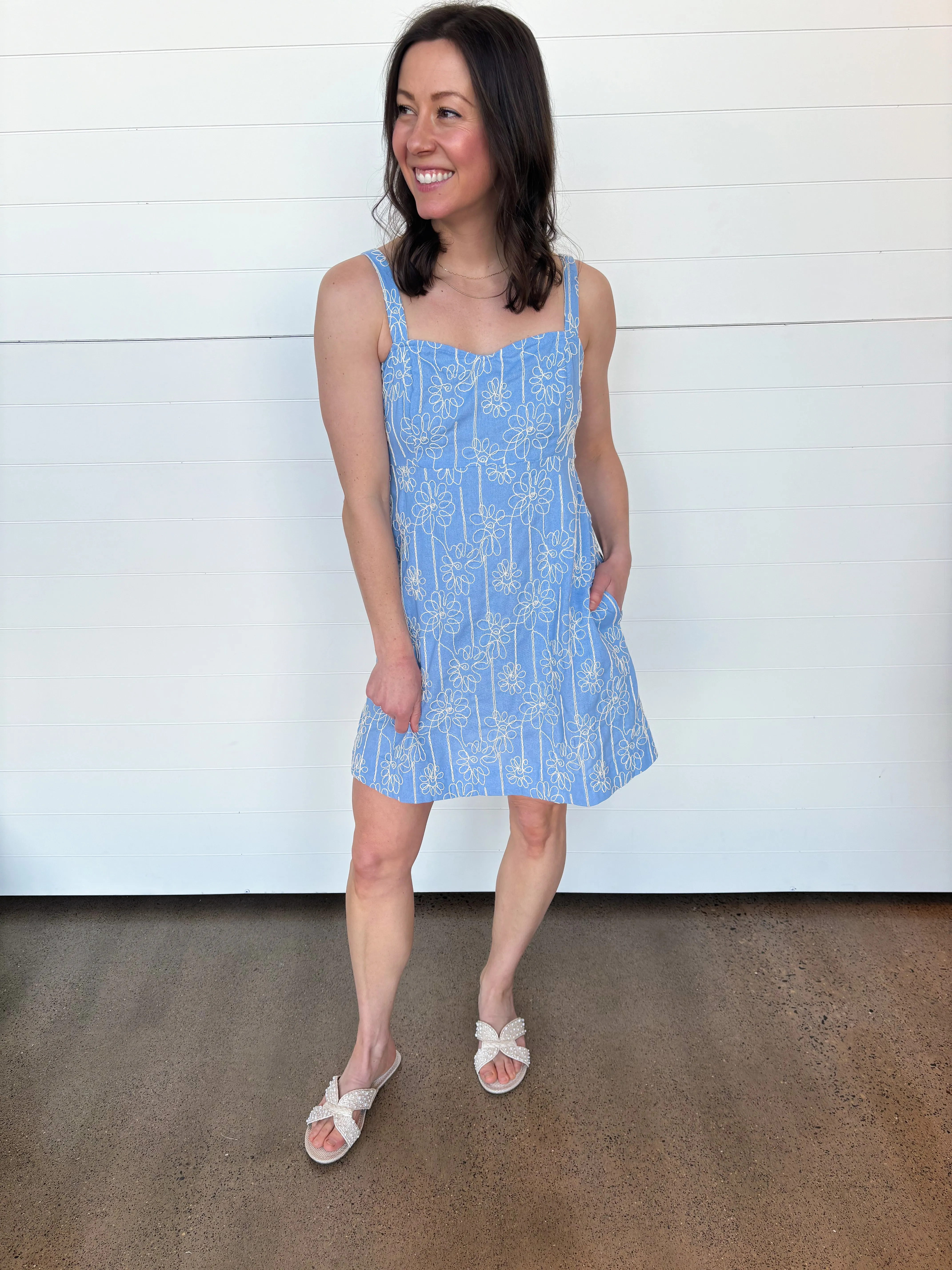 The Melinda Floral Embroidered Mini Dress