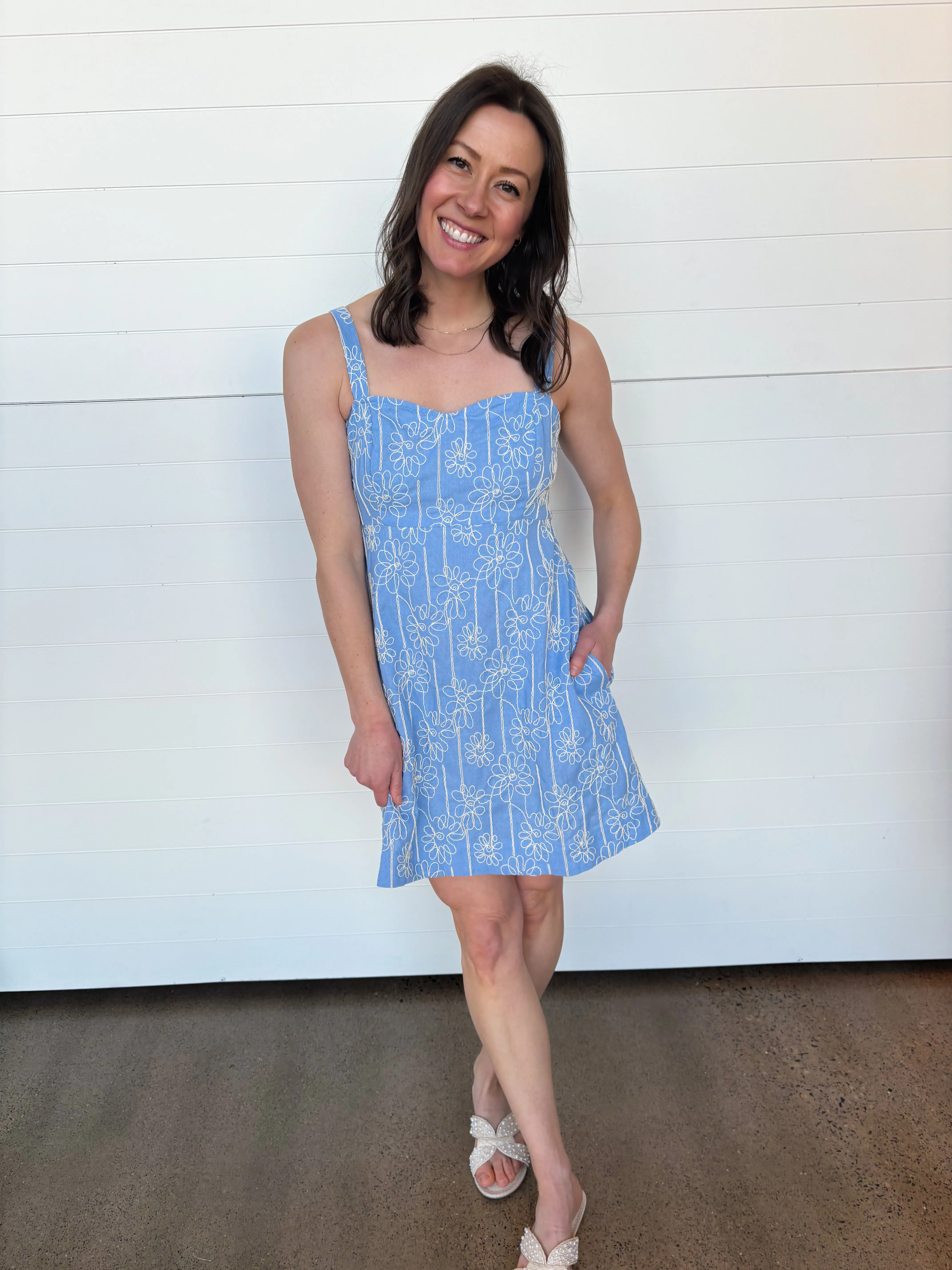 The Melinda Floral Embroidered Mini Dress