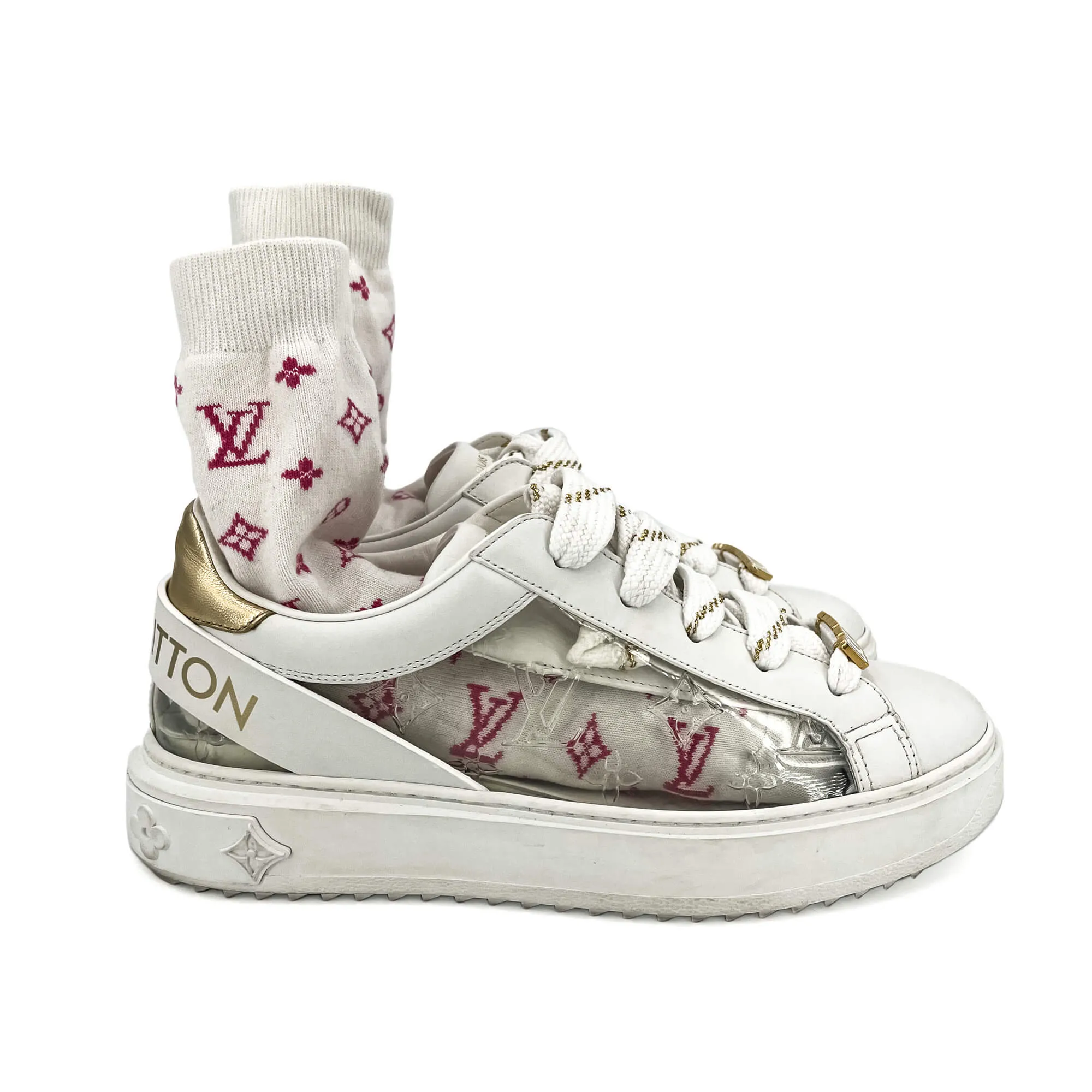 Time out Leather Sneakers With Socks 39 Monogram