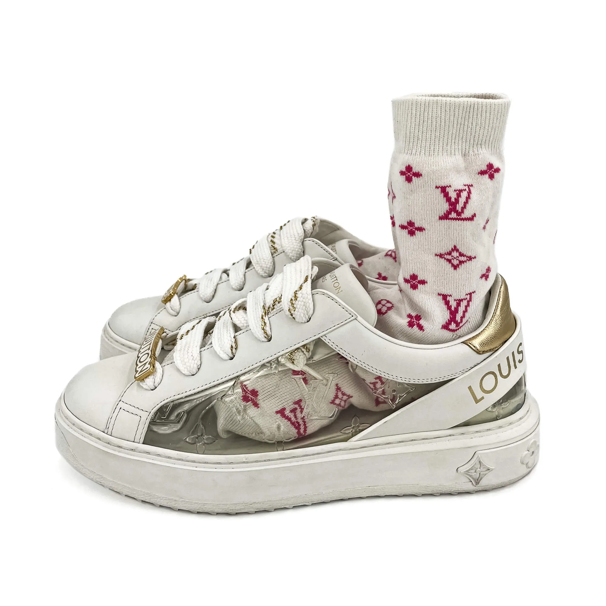 Time out Leather Sneakers With Socks 39 Monogram