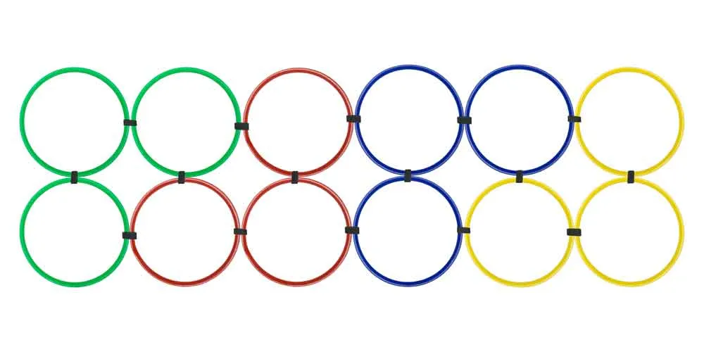 Training - Lightweight Agility Hoop Ladder - 12 Hoops - Multi-Coloured