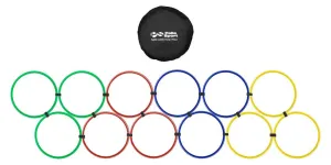 Training - Lightweight Agility Hoop Ladder - 12 Hoops - Multi-Coloured