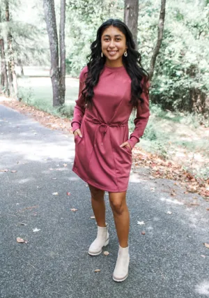 True To Me Drawstring Dress • Wine - FINAL SALE