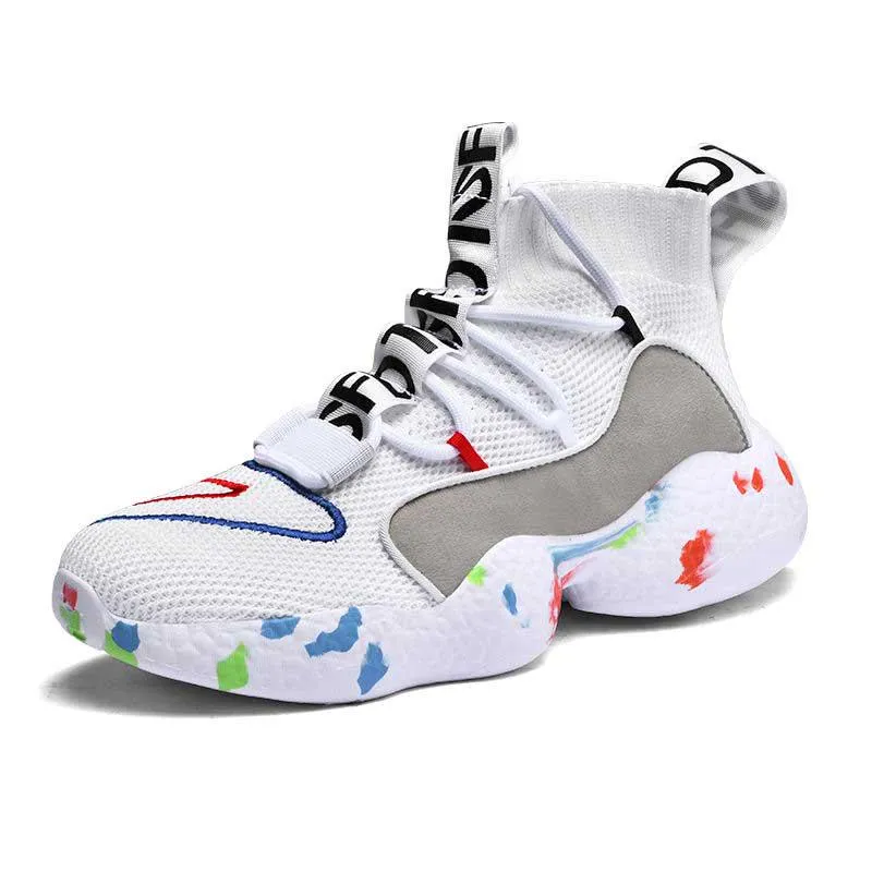 Unisex Plus Size 36-48 Men High-top Sneakers Couples Running Basketball Shoes Breathable Shockproof Non-slip Sports Shoes for Men and Women