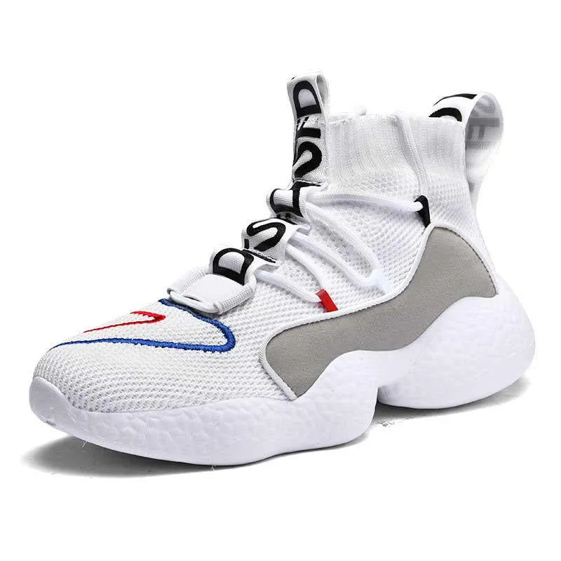 Unisex Plus Size 36-48 Men High-top Sneakers Couples Running Basketball Shoes Breathable Shockproof Non-slip Sports Shoes for Men and Women