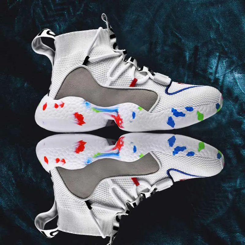 Unisex Plus Size 36-48 Men High-top Sneakers Couples Running Basketball Shoes Breathable Shockproof Non-slip Sports Shoes for Men and Women