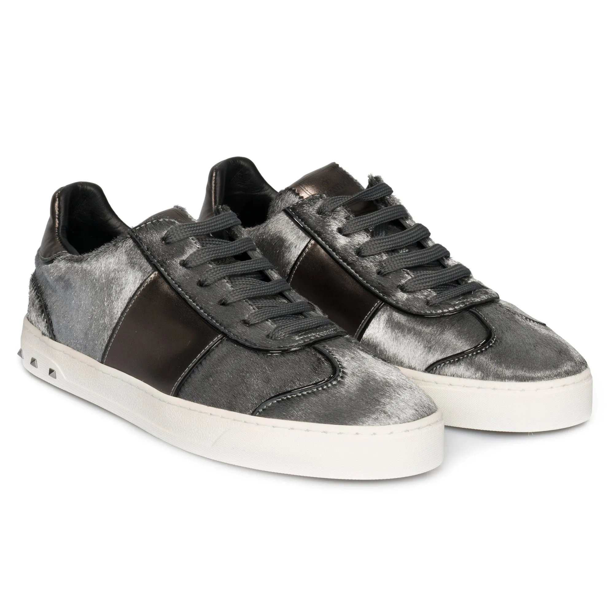 Valentino Flycrew Calfhair Sneaker in Gray
