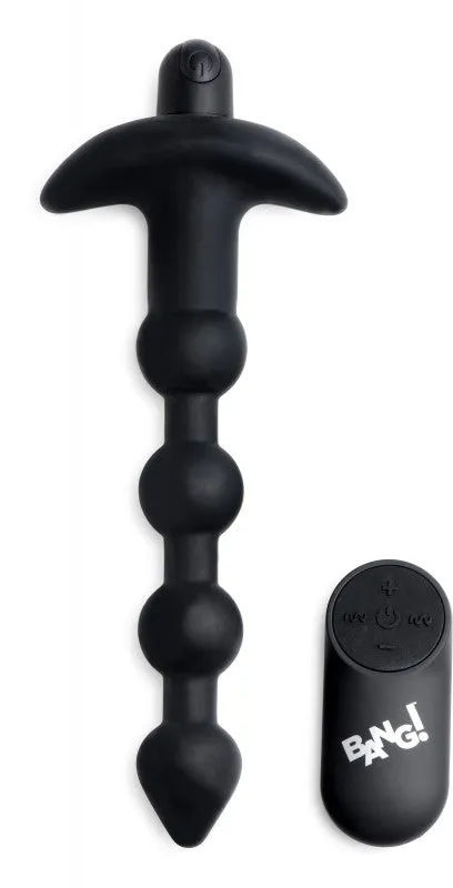 Vibrating Silicone Anal Beads and Remote Black