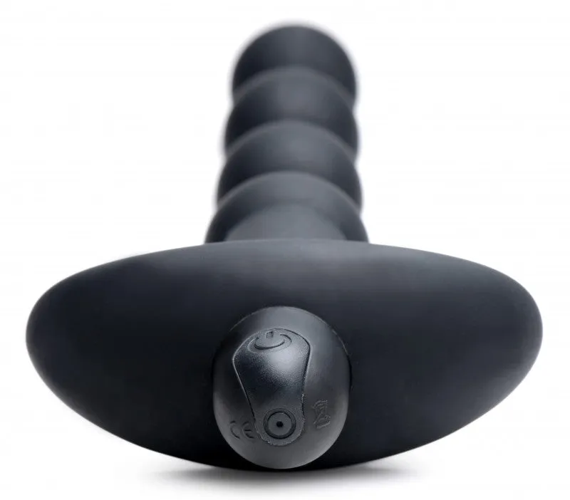 Vibrating Silicone Anal Beads and Remote Black