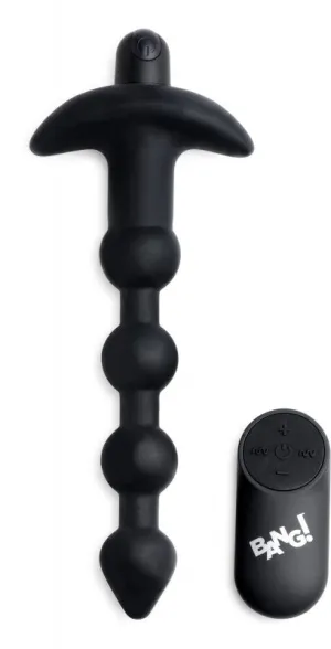 Vibrating Silicone Anal Beads and Remote Black
