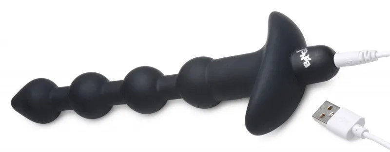 Vibrating Silicone Anal Beads and Remote Black