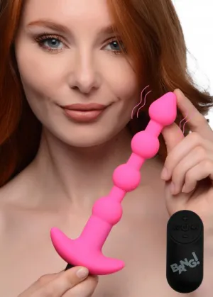 Vibrating Silicone Anal Beads and Remote Control - Pink