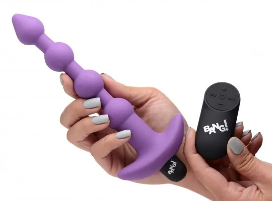 Vibrating Silicone Anal Beads and Remote Control - Purple