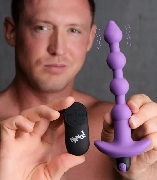 Vibrating Silicone Anal Beads and Remote Control - Purple