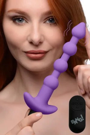 Vibrating Silicone Anal Beads and Remote Control - Purple