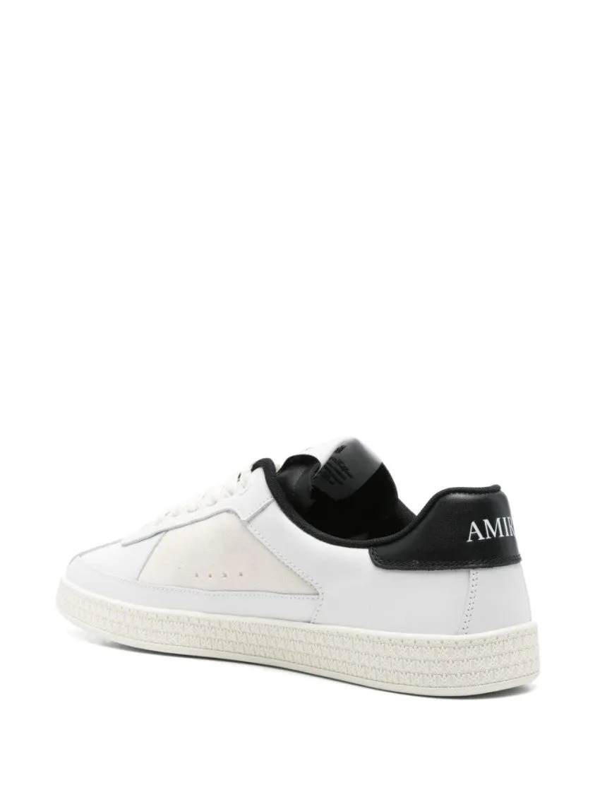 White Leather Sneakers With Black Star Accents